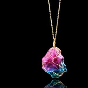 Rainbow Chakra Quartz Pendant Necklace